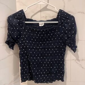 Abercrombie Kids Dark Blue Polka Dot Blouse